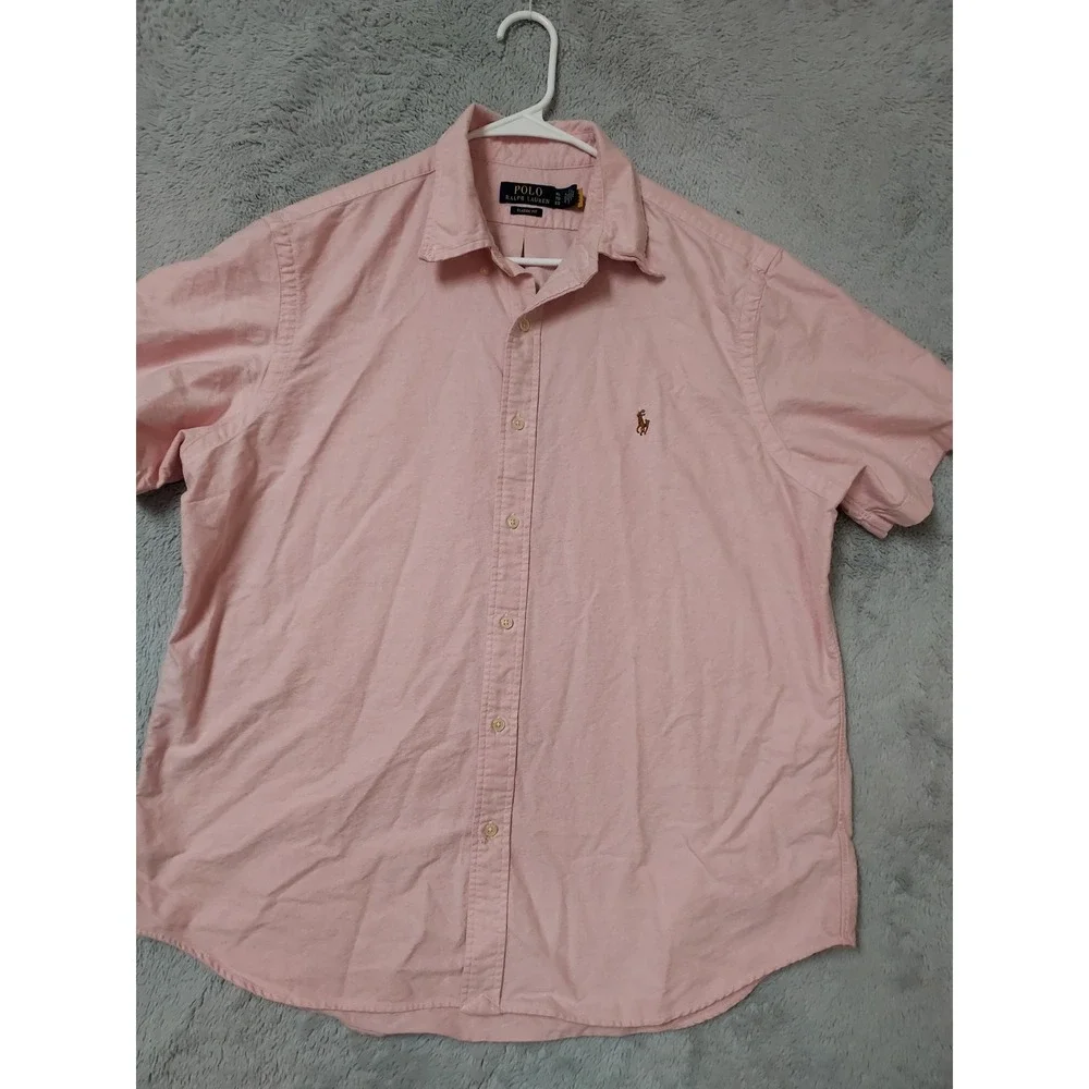 Polo Ralph Lauren Shirt Mens XL Classic Fit Oxford Short Sleeve Pink Flesh Pony